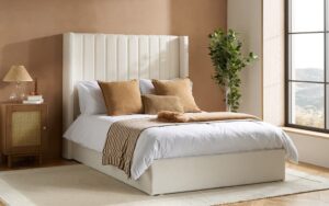 Birlea Maisey Fabric Ottoman Bed Frame, King Size, Cream Linen