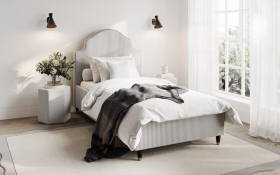 LPD Monterey Fabric Bed Frame, Single, Pinstripe Grey
