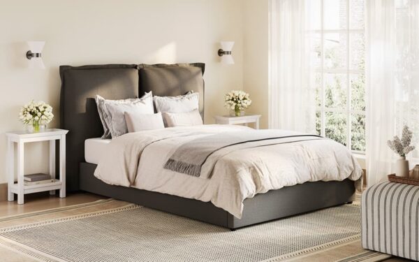 LPD Sunday Fabric Bed Frame, Single, Dark Grey