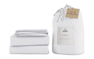 Panda Bamboo and French Linen Bedding Set, King Size, Himalayan Pink
